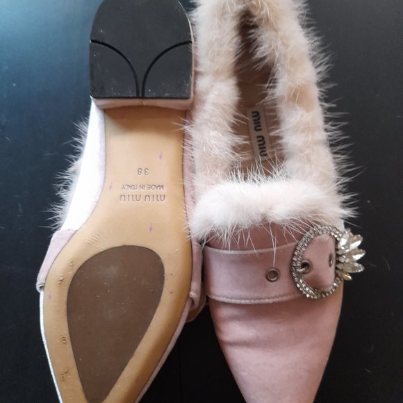 (RARE!) Pink velvet and fur Marie Antoinette flats by Miu Miu - Picture 11 of 11